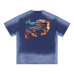 RNC (Colorful Blue）Monkey Washed Edge Drop Shoulder T-Shirt - 250 GSM - Image 2