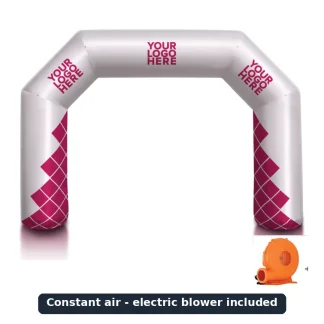 Angled inflatable arch, constant air, with electric blower