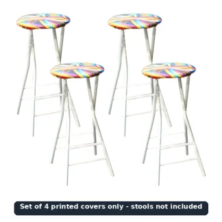 Set of 4 printed bar stool covers (shown on stools, stools not included)