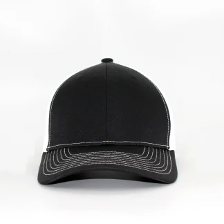 Black and white trucker cap for custom embroidery