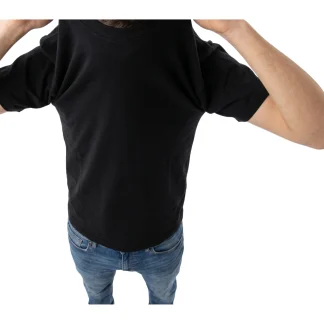 Classic crew neck 170GSM tee, black, on model