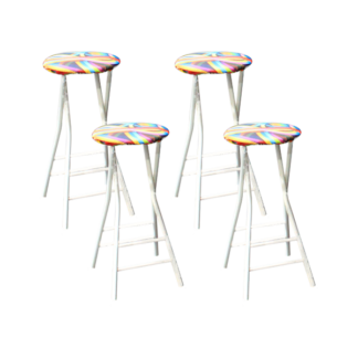 4 Bar Stools w/ 4 Fully Printed Covers